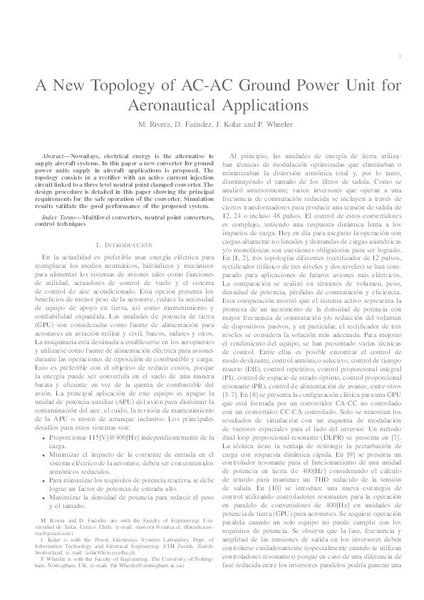 A New Topology of AC-AC Ground Power Unit for Aeronautical Applications Thumbnail