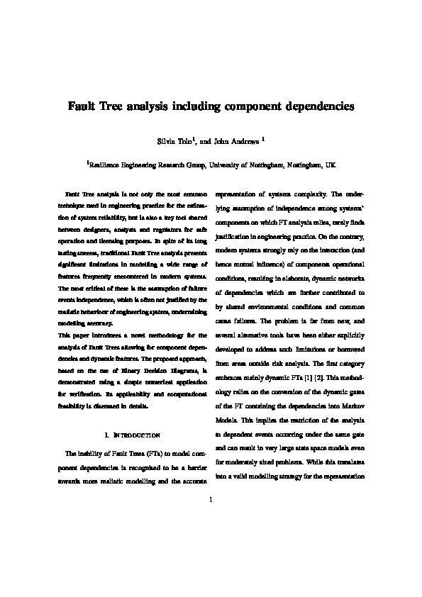 Fault Tree Analysis Including Component Dependencies Thumbnail