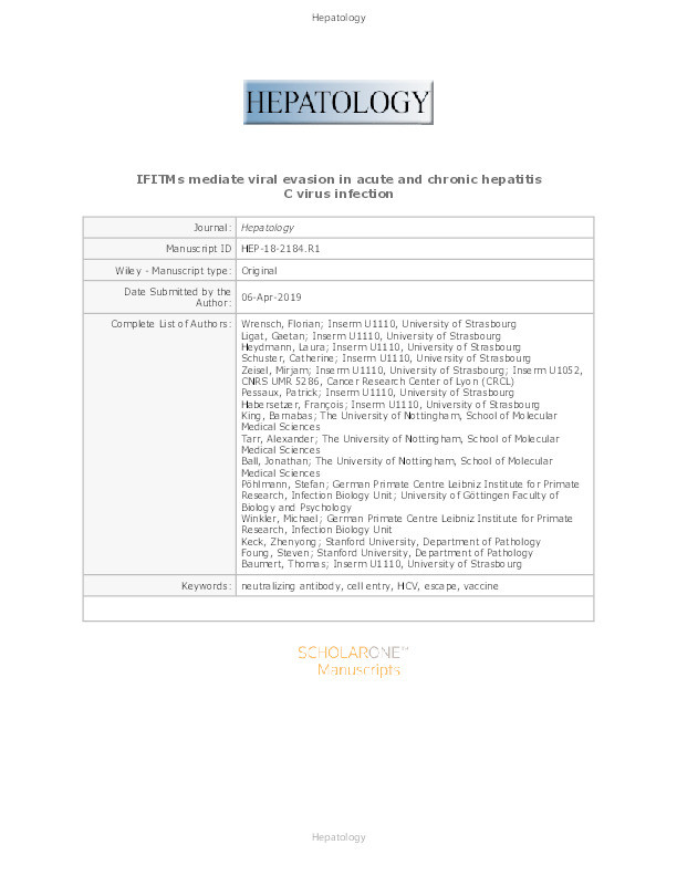 IFITMs mediate viral evasion in acute and chronic hepatitis C virus infection Thumbnail