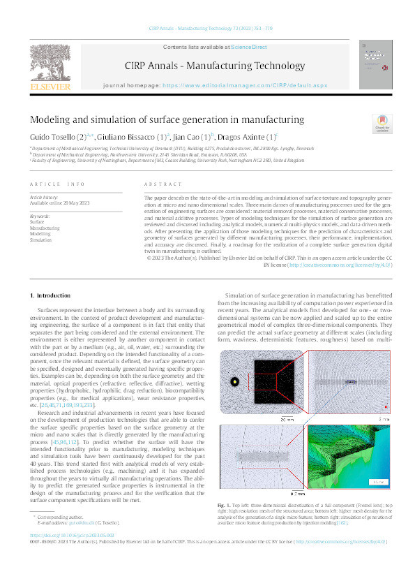 Modeling and simulation of surface generation in manufacturing Thumbnail