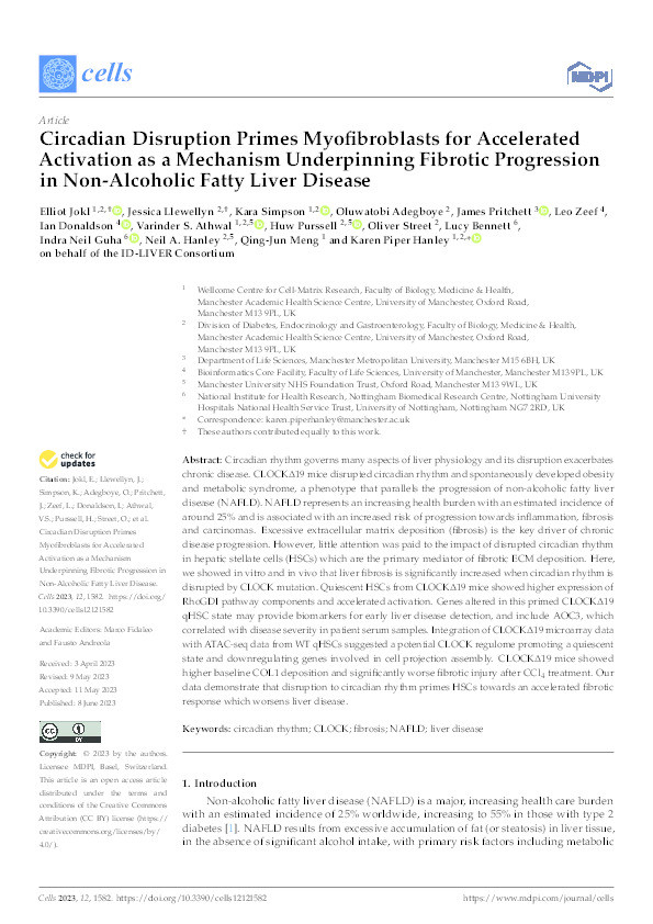 Circadian Disruption Primes Myofibroblasts for Accelerated Activation as a Mechanism Underpinning Fibrotic Progression in Non-Alcoholic Fatty Liver Disease Thumbnail