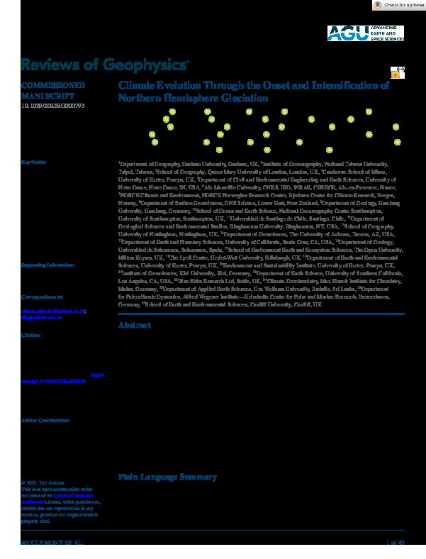 Climate Evolution Through the Onset and Intensification of Northern Hemisphere Glaciation Thumbnail