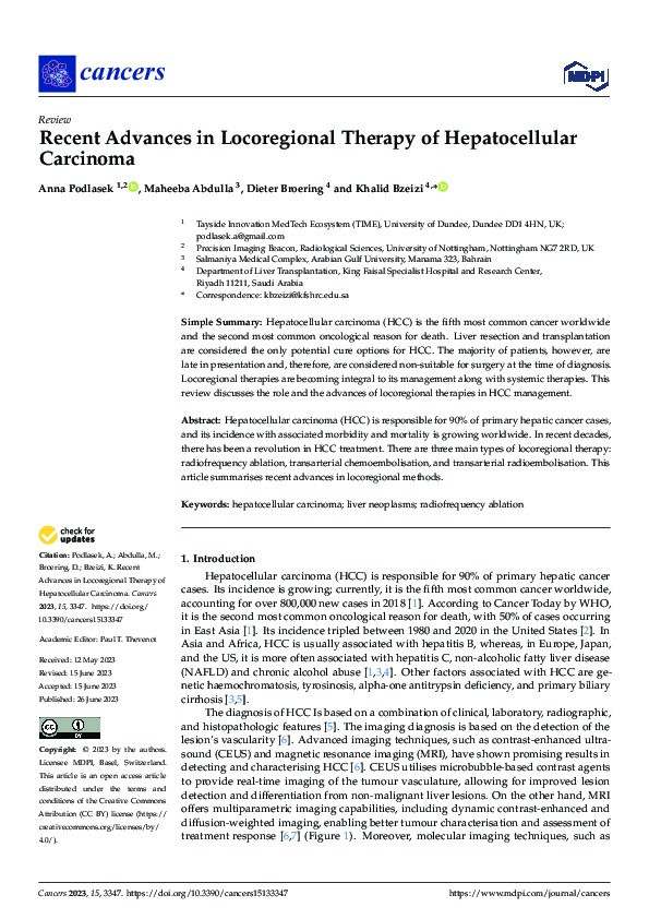 Recent Advances in Locoregional Therapy of Hepatocellular Carcinoma Thumbnail