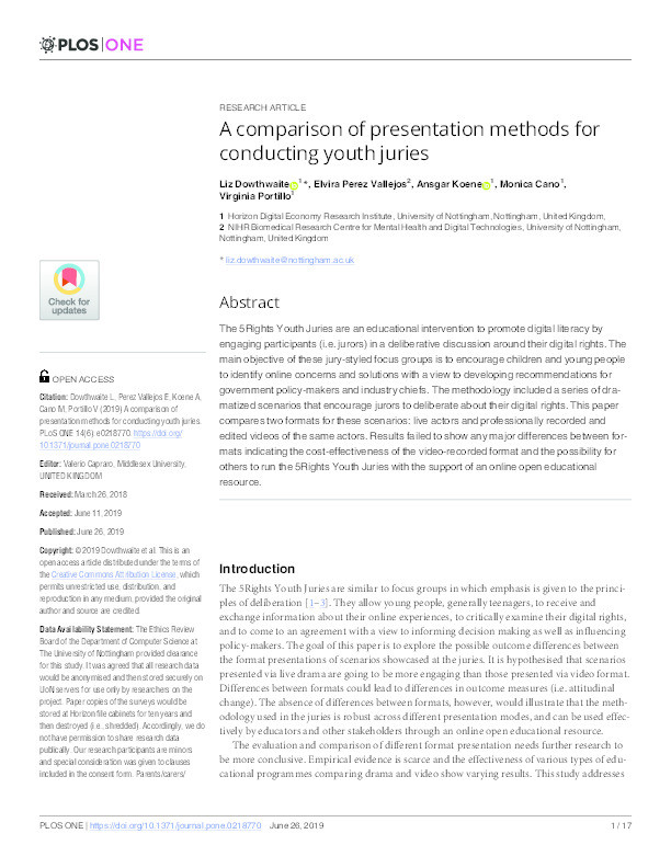 A comparison of presentation methods for conducting youth juries Thumbnail