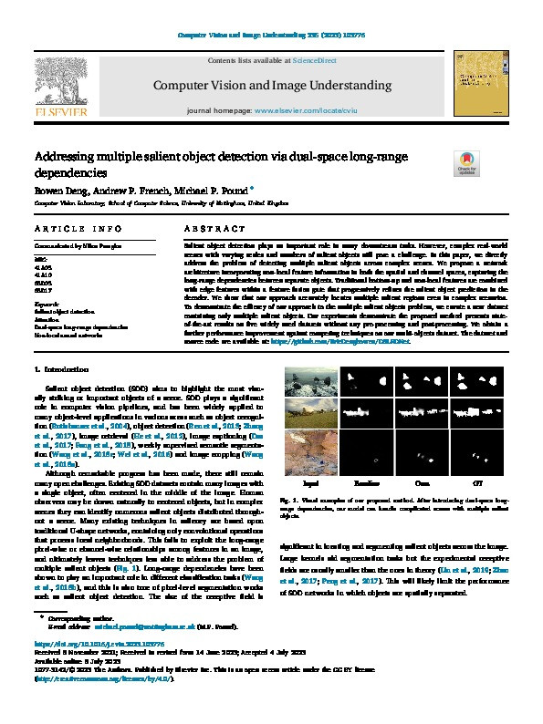 Addressing multiple salient object detection via dual-space long-range dependencies Thumbnail