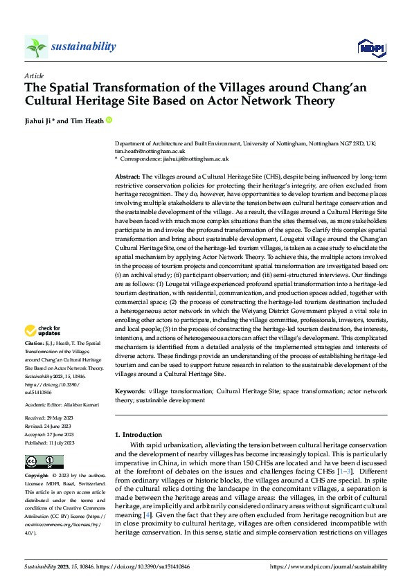 The Spatial Transformation of the Villages around Chang’an Cultural Heritage Site Based on Actor Network Theory Thumbnail