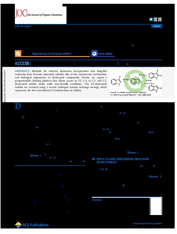 Programmable Deuteration of Indoles via Reverse Deuterium Exchange Thumbnail