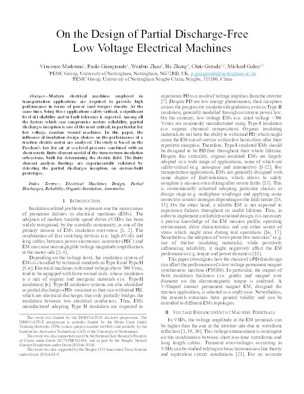 On the design of partial discharge-free low voltage electrical machines Thumbnail