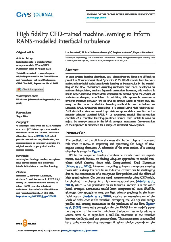 High-fidelity CFD-trained machine learning to inform RANS-modelled interfacial turbulence Thumbnail