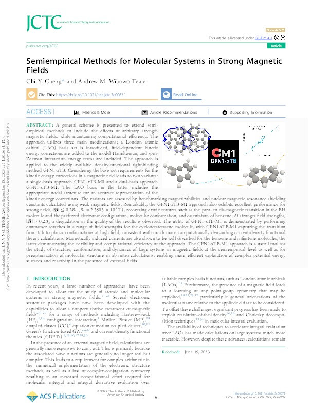 Semiempirical Methods for Molecular Systems in Strong Magnetic Fields Thumbnail