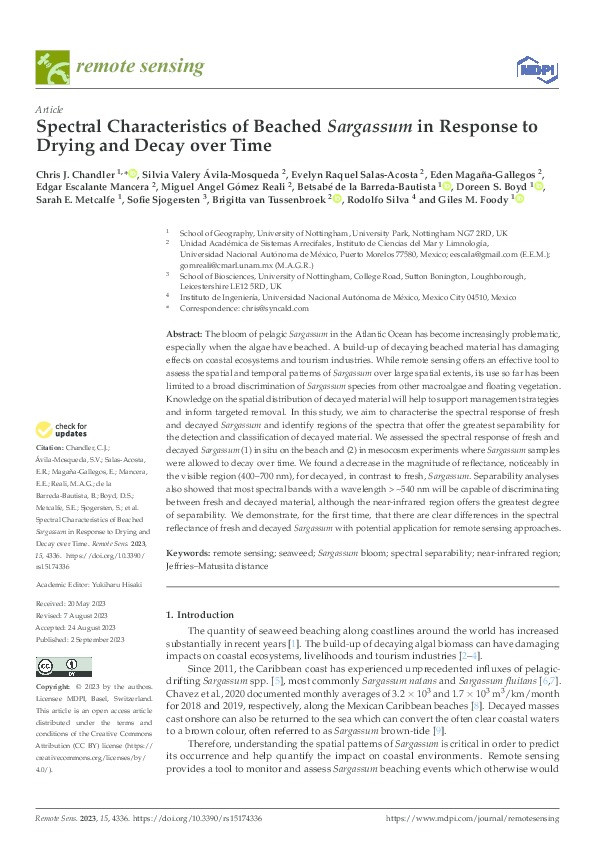 Spectral Characteristics of Beached Sargassum in Response to Drying and Decay over Time Thumbnail