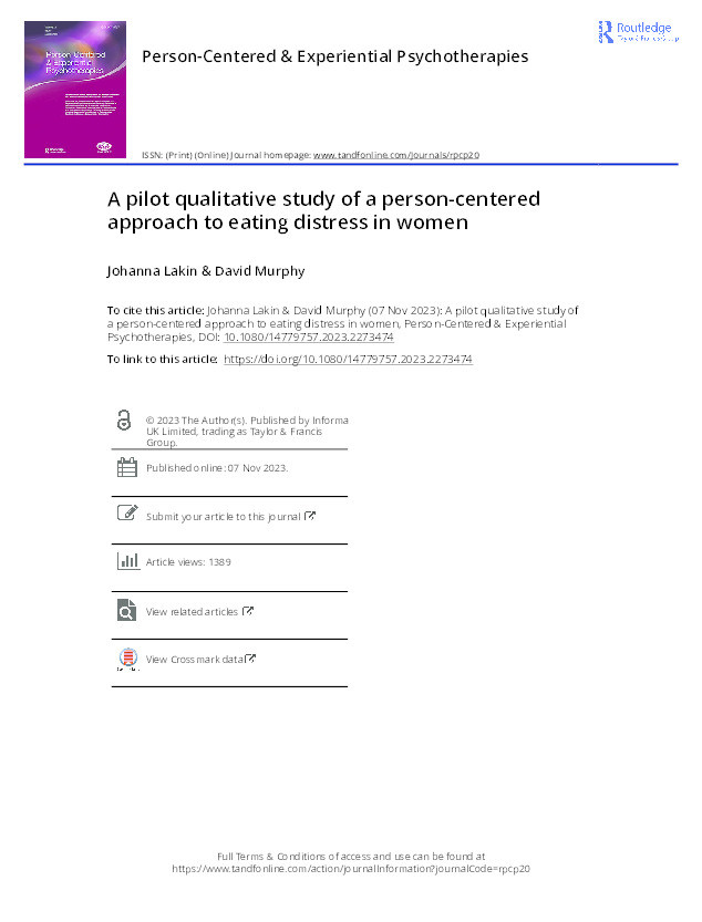 A pilot qualitative study of a person-centered approach to eating distress in women Thumbnail