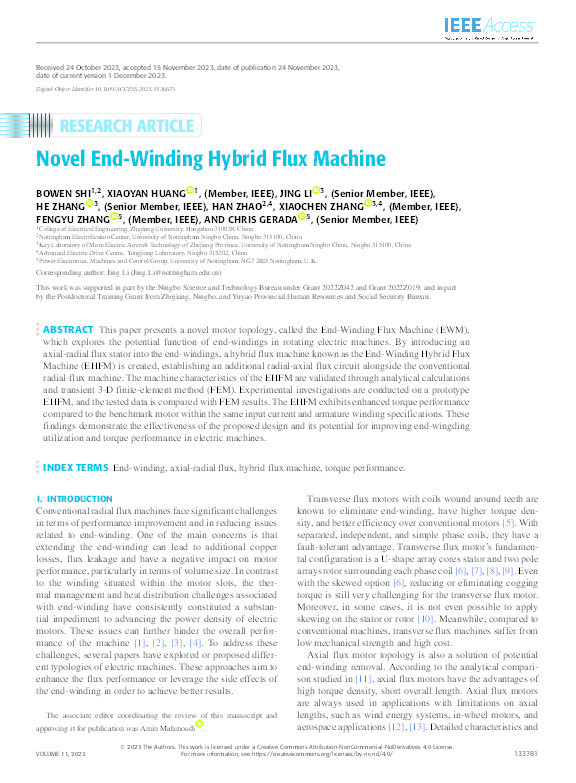 Novel End-Winding Hybrid Flux Machine Thumbnail