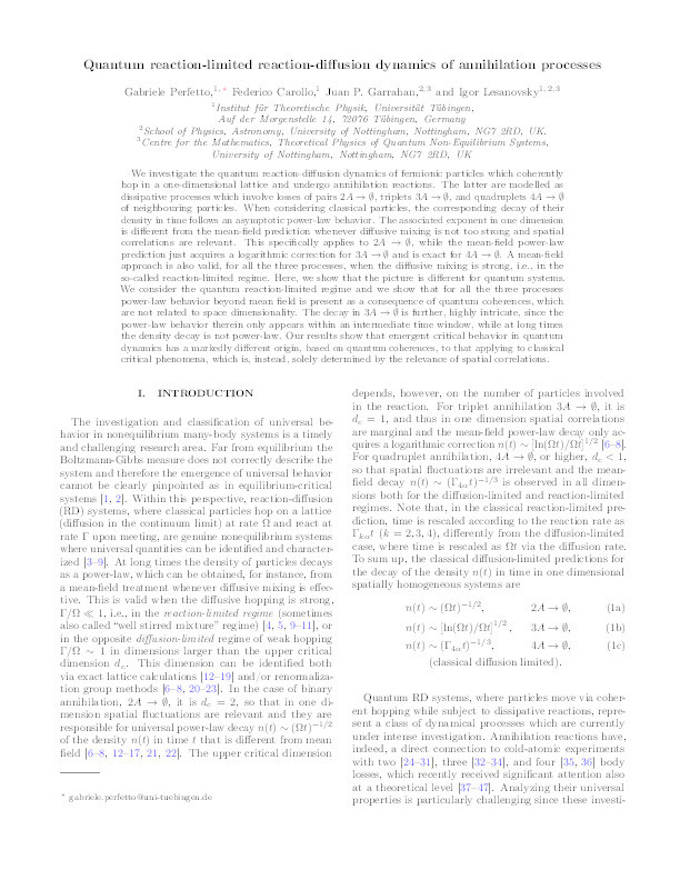 Quantum reaction-limited reaction-diffusion dynamics of annihilation processes Thumbnail