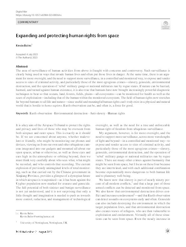 Expanding and protecting human rights from space Thumbnail
