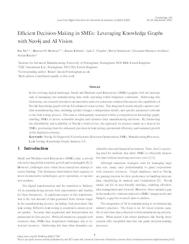 Efficient decision-making in SMEs: leveraging knowledge graphs with Neo4j and AI vision Thumbnail