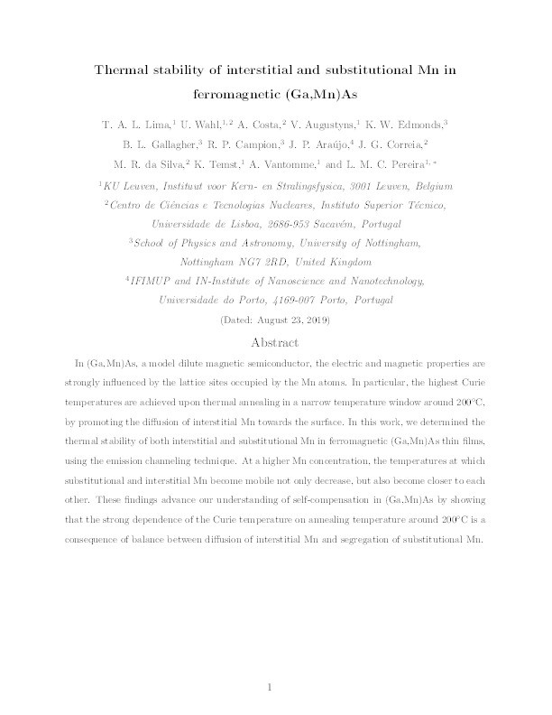 Thermal stability of interstitial and substitutional Mn in ferromagnetic (Ga,Mn)As Thumbnail