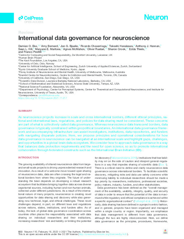 International data governance for neuroscience Thumbnail