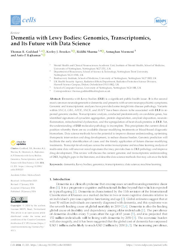 Dementia with Lewy Bodies: Genomics, Transcriptomics, and Its Future with Data Science Thumbnail