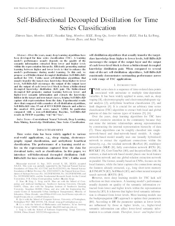 Self-Bidirectional Decoupled Distillation for Time Series Classification Thumbnail