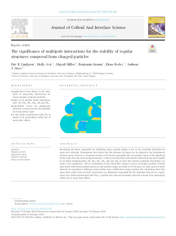 The significance of multipole interactions for the stability of regular structures composed from charged particles. Thumbnail