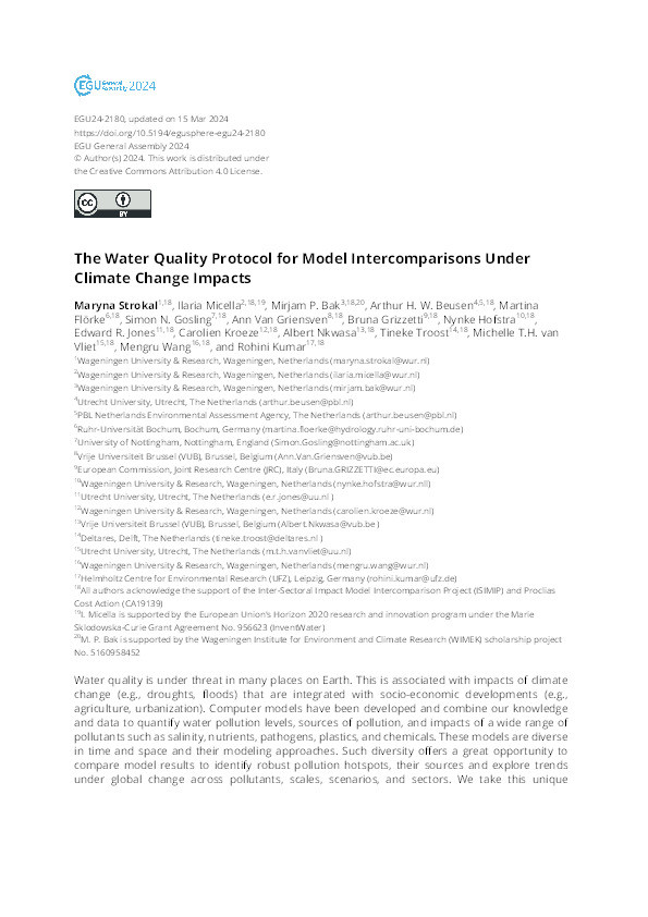 The Water Quality Protocol for Model Intercomparisons Under Climate Change Impacts Thumbnail