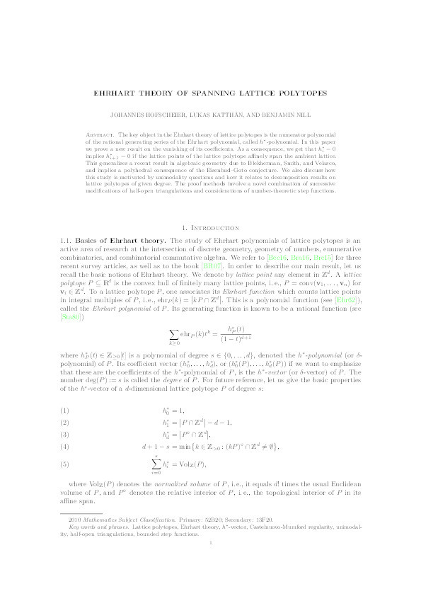 Ehrhart Theory of Spanning Lattice Polytopes Thumbnail