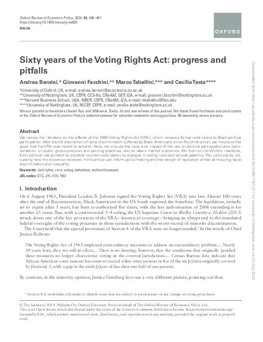 Sixty Years of the Voting Rights Act: Progress and Pitfalls Thumbnail