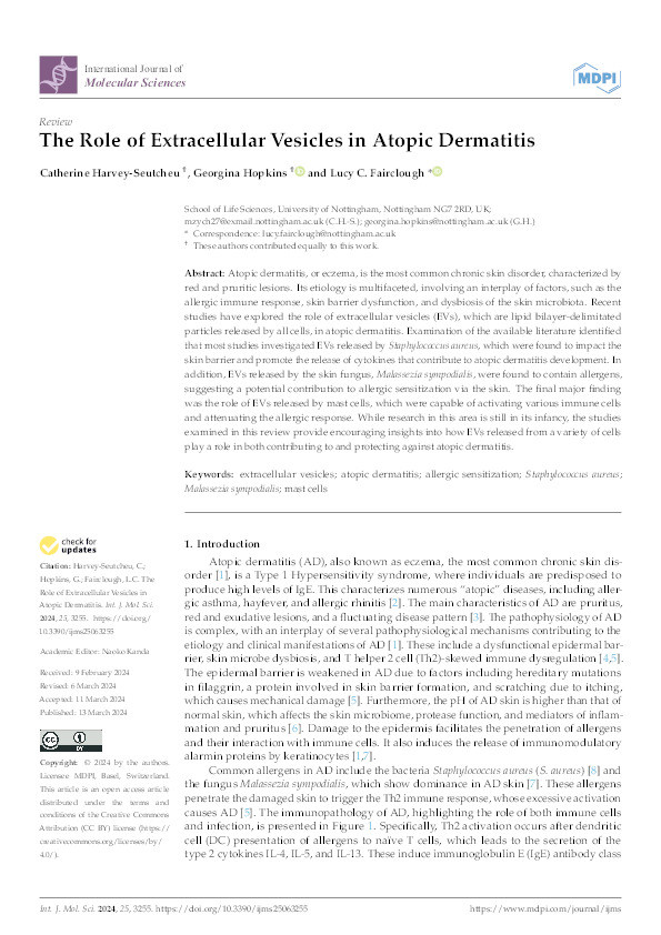 The Role of Extracellular Vesicles in Atopic Dermatitis Thumbnail