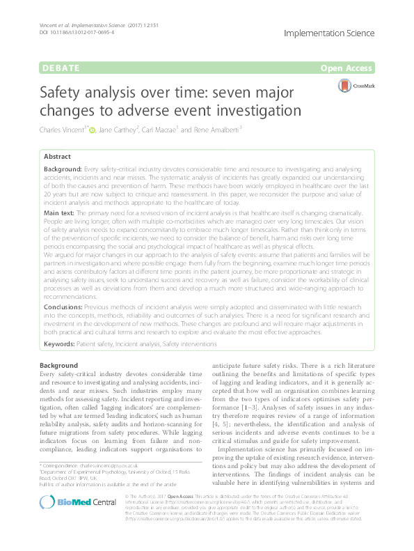 Safety analysis over time: seven major changes to adverse event investigation Thumbnail