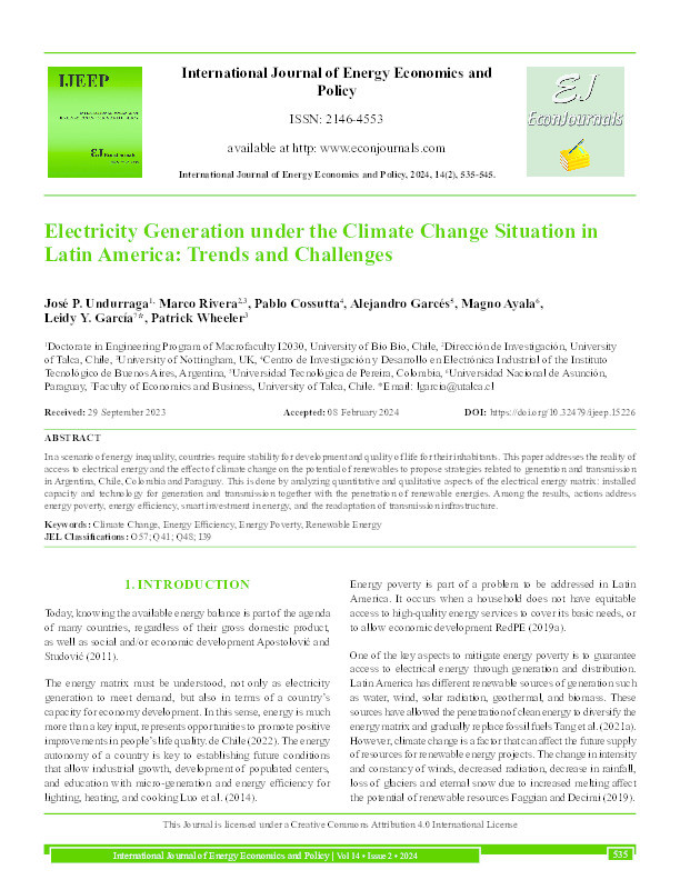 Electricity Generation under the Climate Change Situation in Latin America: Trends and Challenges Thumbnail