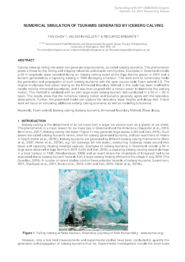 Numerical Simulation of Tsunamis Generated by Iceberg Calving Thumbnail