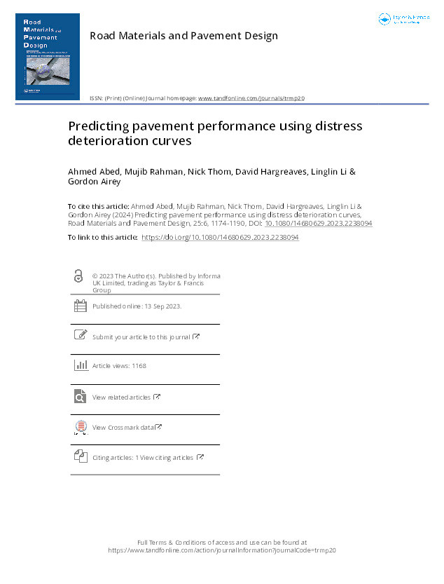 Predicting pavement performance using distress deterioration curves Thumbnail