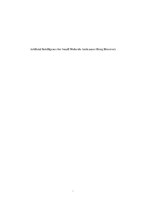Artificial intelligence for small molecule anticancer drug discovery Thumbnail