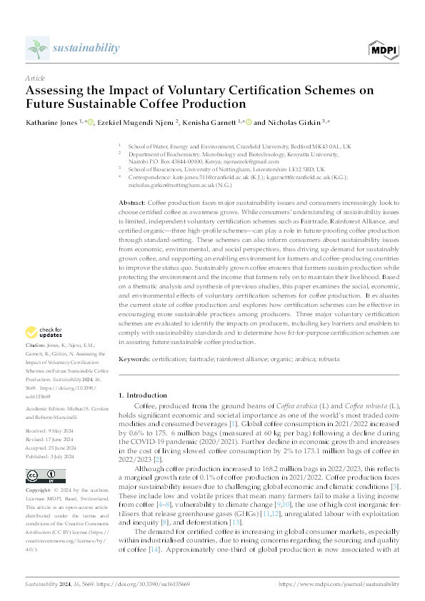 Assessing the Impact of Voluntary Certification Schemes on Future Sustainable Coffee Production Thumbnail