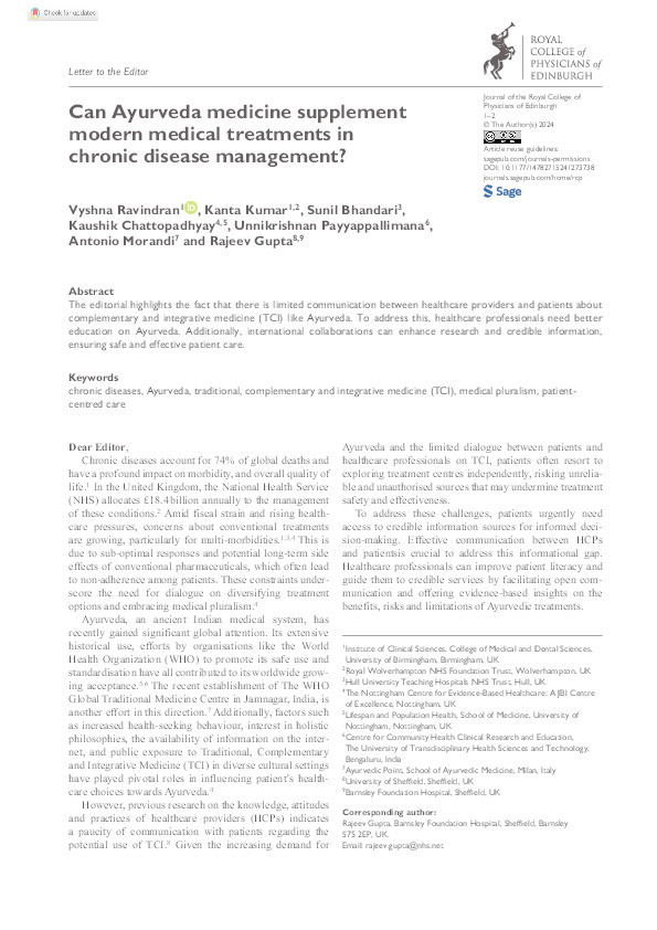 Can Ayurveda medicine supplement modern medical treatments in chronic disease management? Thumbnail