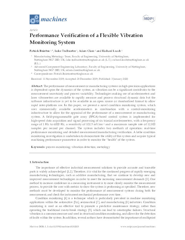 Performance Verification of a Flexible Vibration Monitoring System Thumbnail