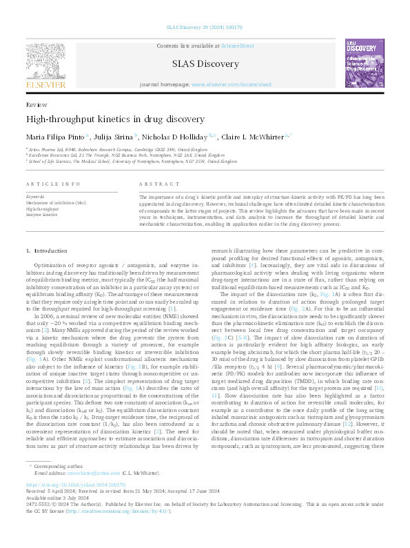 High-throughput kinetics in drug discovery Thumbnail