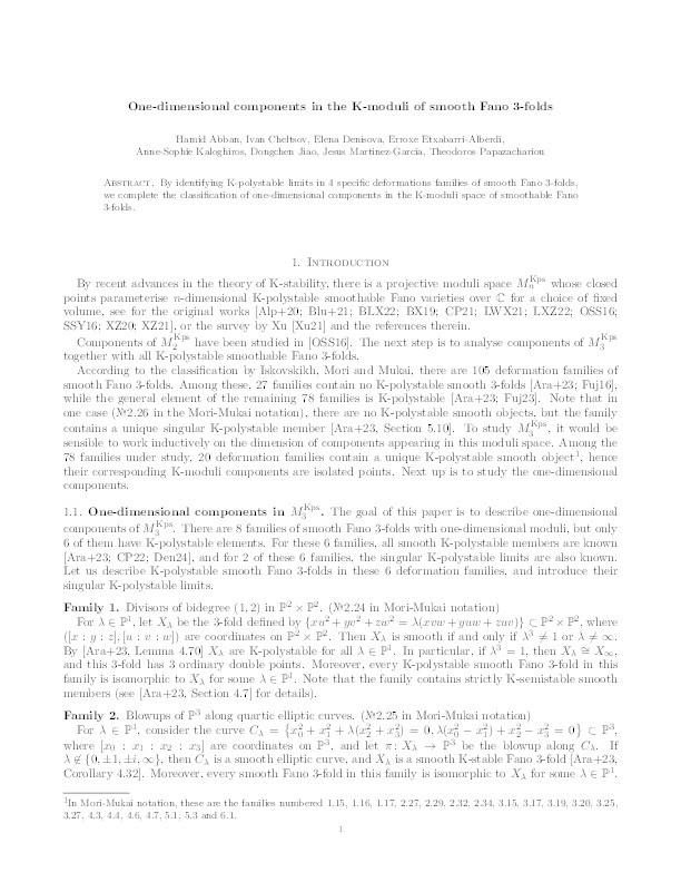 One-dimensional components in the K-moduli of smooth Fano 3-folds Thumbnail