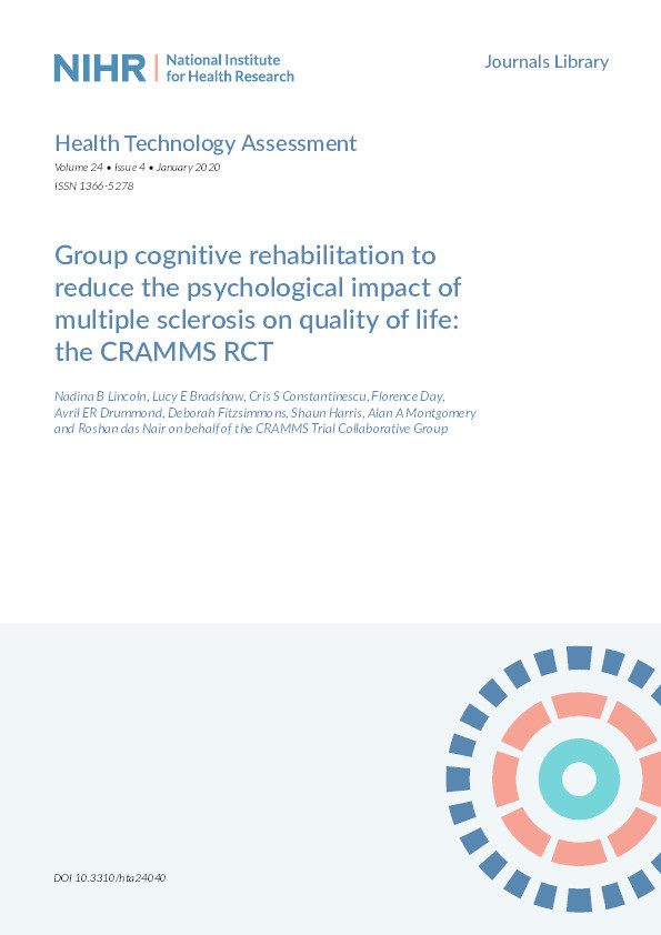 Group cognitive rehabilitation to reduce the psychological impact of multiple sclerosis on quality of life: the CRAMMS RCT Thumbnail