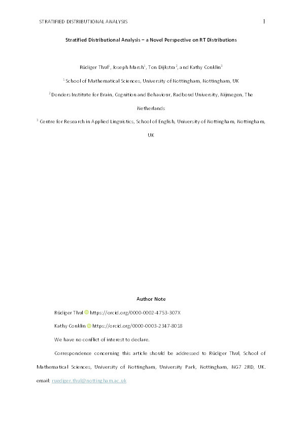 EXPRESS: Stratified Distributional Analysis -- a Novel Perspective on RT Distributions Thumbnail