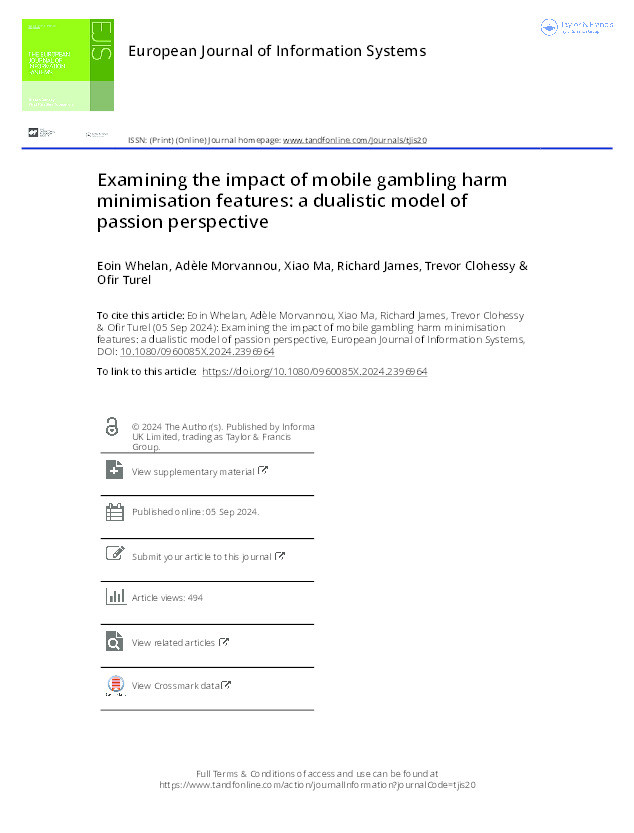 Examining the impact of mobile gambling harm minimisation features: a dualistic model of passion perspective Thumbnail