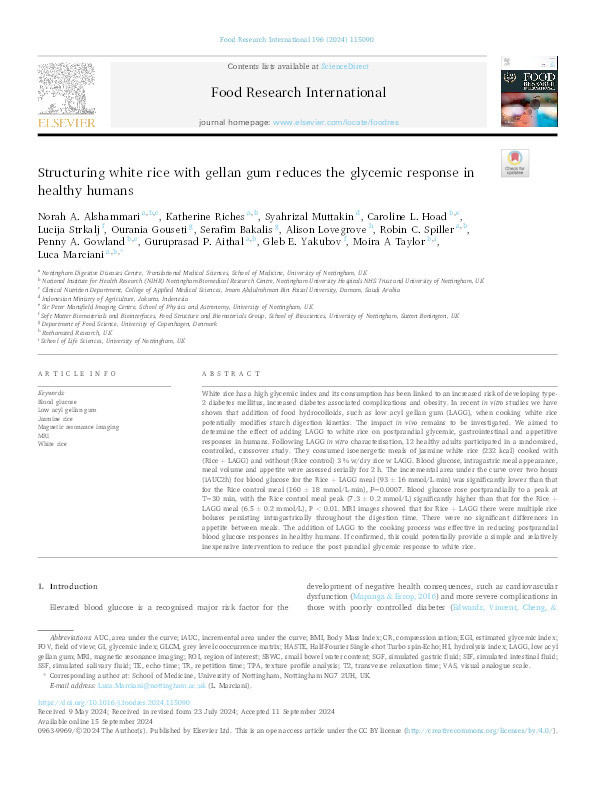 Structuring white rice with gellan gum reduces the glycemic response in healthy humans Thumbnail