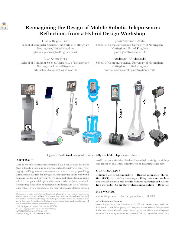 Reimagining the Design of Mobile Robotic Telepresence: Reflections from a Hybrid Design Workshop Thumbnail