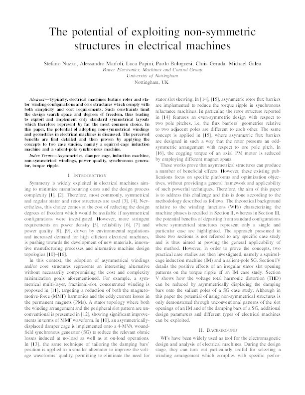 The potential of exploiting non-symmetric structures in electrical machines Thumbnail