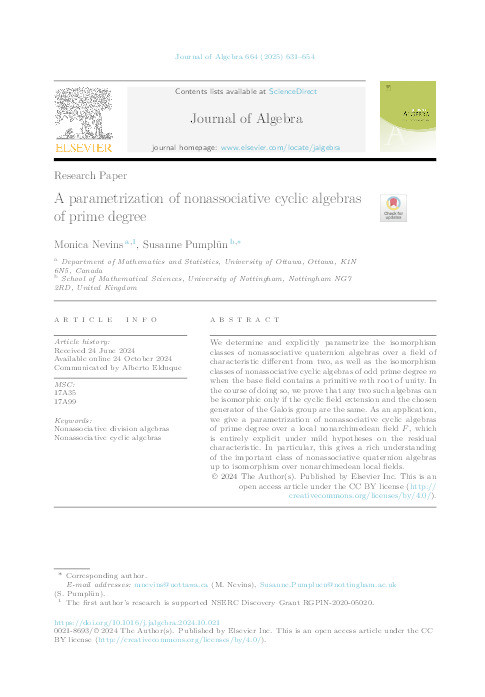 A parametrization of nonassociative cyclic algebras of prime degree Thumbnail