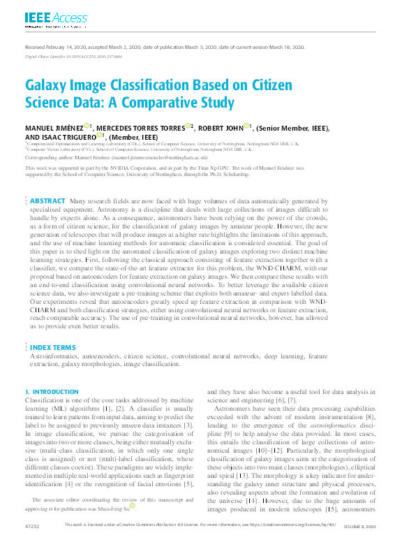 Galaxy Image Classification Based on Citizen Science Data: A Comparative Study Thumbnail