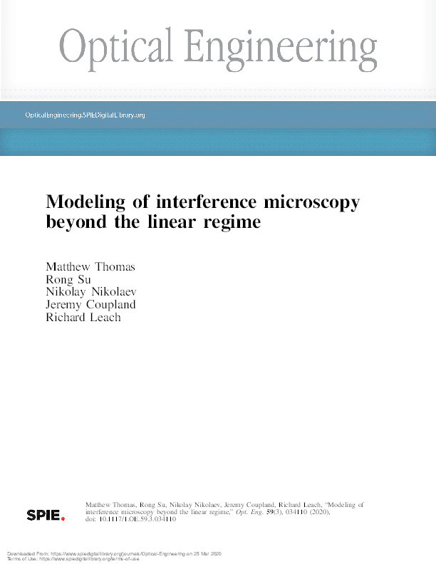 Modeling of interference microscopy beyond the linear regime Thumbnail