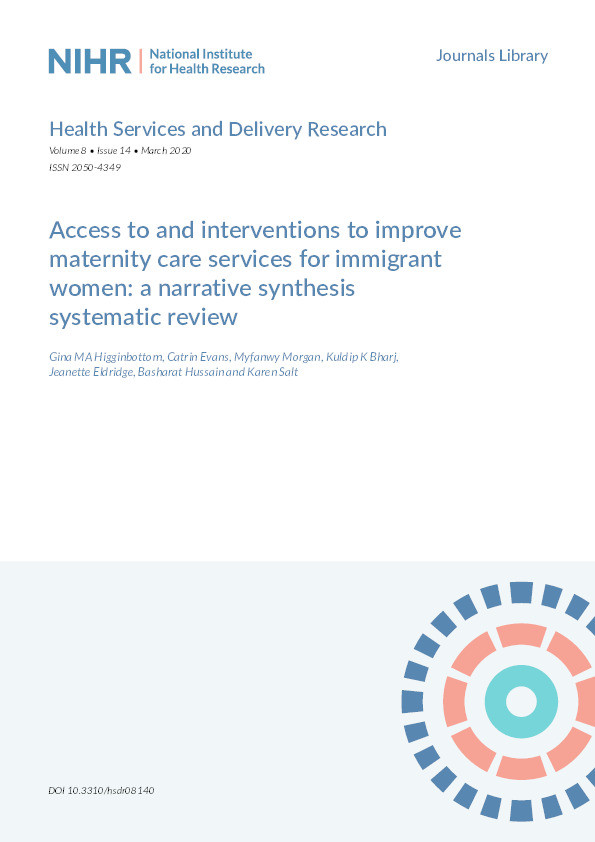 Access to and interventions to improve maternity care services for immigrant women: a narrative synthesis systematic review Thumbnail