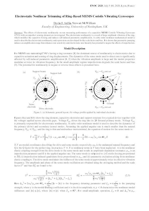 Electrostatic Nonlinear Trimming of Ring-Based MEMS Coriolis Vibrating Gyroscopes Thumbnail